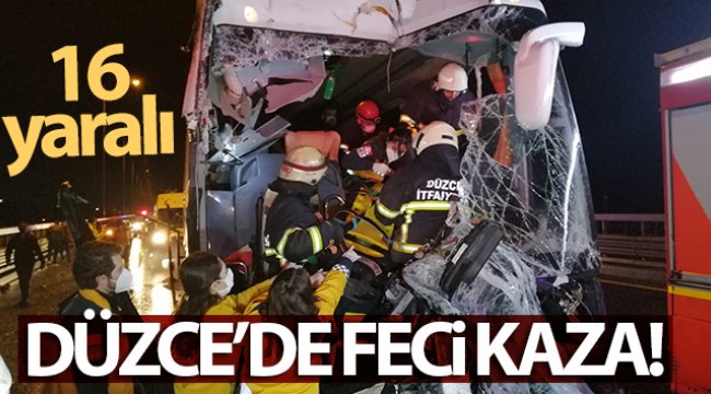 Düzce'de feci kaza! 16 yaralı