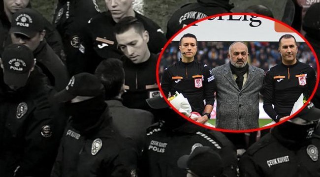 Maç öncesi çiçek, maç sonunda polis! Kayserispor - Fenerbahçe karşılaşmasının hakemi Zorbay Küçük'ün kararları müsabakaya damga vurdu, koruma eşliğinde...