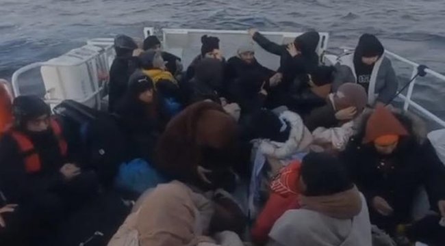 Ayvacık'ta Türk kara sularına geri itilen 34 kaçak göçmen kurtarıldı