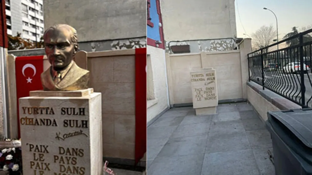 Paris'te bulunan Atatürk büstüne saldırı