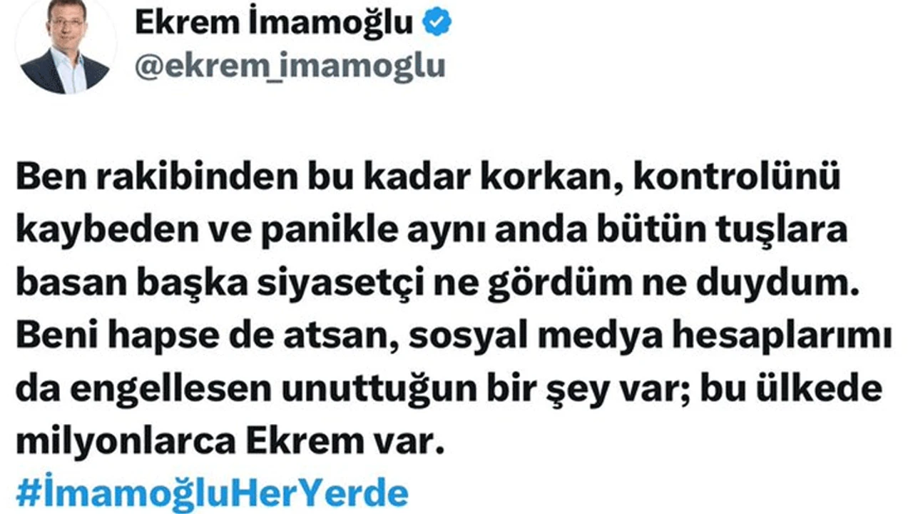 İmamoğlu'nun ilk mesajını Özgür Özel paylaştı