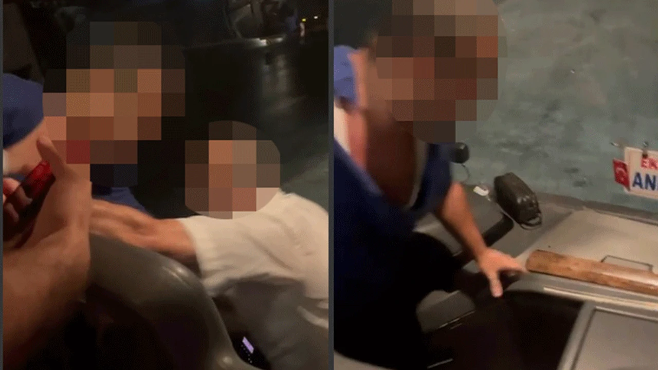 Otobüste korku dolu anlar... Şoförler arasında bıçaklı kavga!