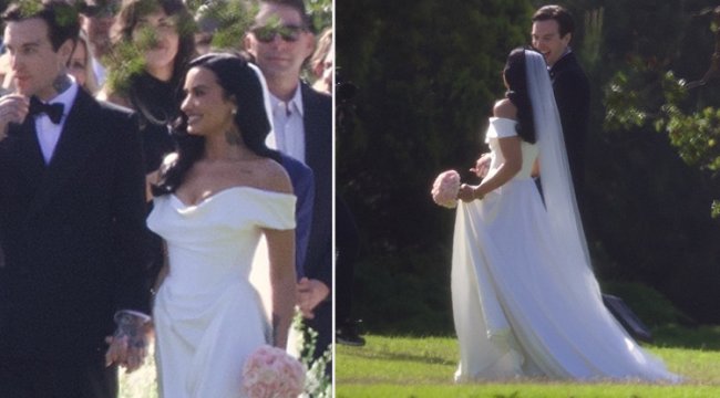 Ünlü şarkıcı muradına erdi... Herkes aynı yorumu yaptı: Boşanan arkadaşının eski gelinliğini giymiş!