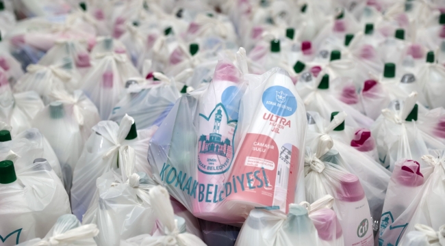 Konak'tan ihtiyaç sahiplerine temizlik ve hijyen malzemesi desteği