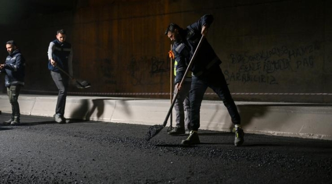 Bornova'da yağmur bitti, asfalt serimi başladı