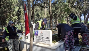 Yoğun Yağışların Ardından Şehitliklerde Hummalı Çalışma