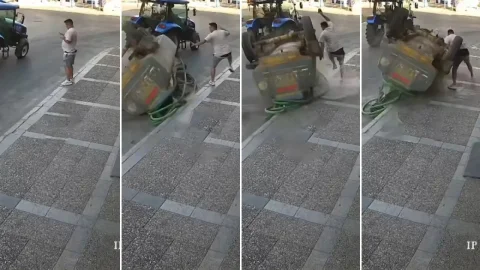 Buca'da kaldırıma savrulan su tankeri paniğe neden oldu