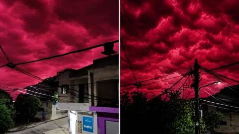 Kolombiya'da depremden bir hafta sonra gökyüzü kızıla büründü