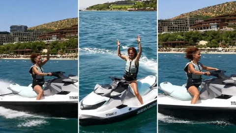 Yıldız Tilbe Bodrum'da jet ski gösterisiyle yapay zekâ iddialarını yanıtladı