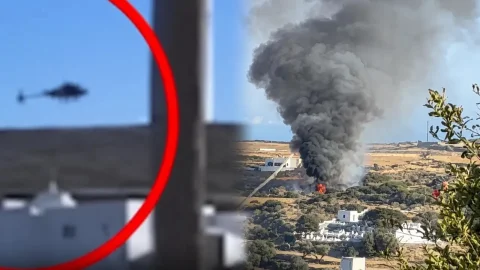Yunanistan'ın Şifnoz Adası'nda helikopter düştü, üç kişi hayatını kaybetti